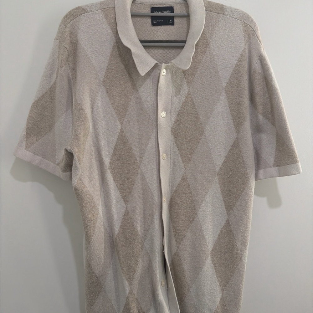 Abercrombie & Fitch Beige Argyle Polo Shirt
